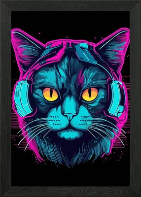 Violette Neon Katze Poster Gerahmtes Wandbild Poster Leinwanddruck Bild