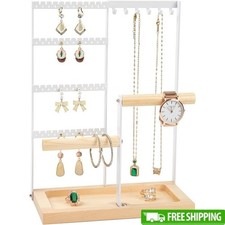 Jewelry Organizer Necklace Holder Earrings Display Stand W/ Bracelet Storage New