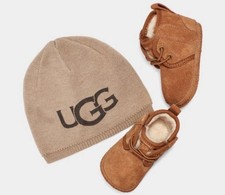 UGG Baby Neumel Boot Beanie Gift Set Chestnut Size 2/3 Months New in Box