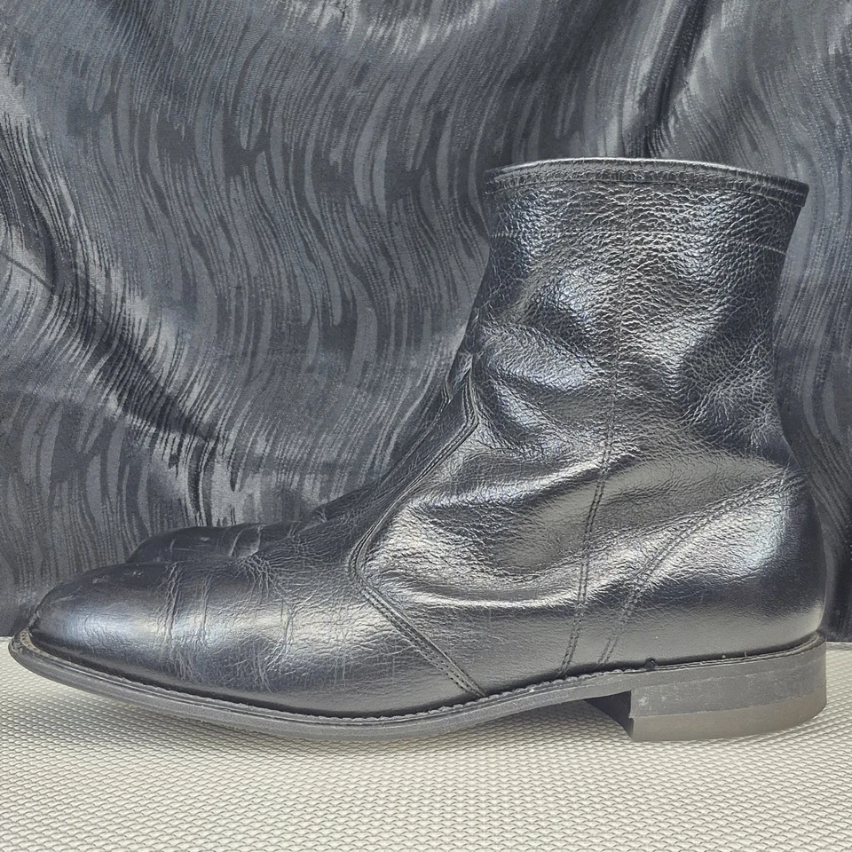 Mens Vintage Black Leather Chelsea Ankle Boots Side Zip 9½ Goodyear NEOLITE heel - Image 2 of 4