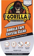 Gorilla Crystal Clear Repair Duct Tape, 1.88  x 9 yd, Clear, Pack of 12 