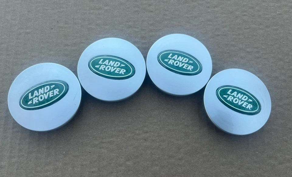 4x, Juego de tapacubos centrales de rueda Land Rover plateado-verde, centro HSE Land Rover Foto 4 de 4