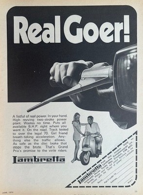 LAMBRETTA GRAND PRIX ORIGINAL 1970 S/W WERBUNG 24cm x 18cm