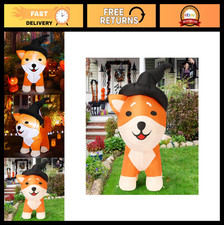 4FT Halloween Inflatable Dog Wizard - LED Shiba Inu Yard Decor for Parties  Gar