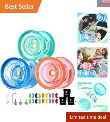 Professional K2 Crystal Yoyo Pack - 3 Colorful Responsive Yo-yos for All Ages