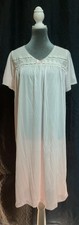 Vintage Fundamentals Short Sleeve Pink V-Neck Nylon Nightgown Made in USA Size M