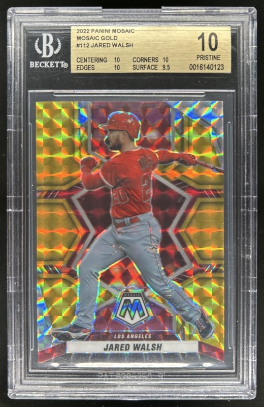 2022 Panini Mosaic Jared Walsh Gold #/10 Angels BGS 10 Pristine