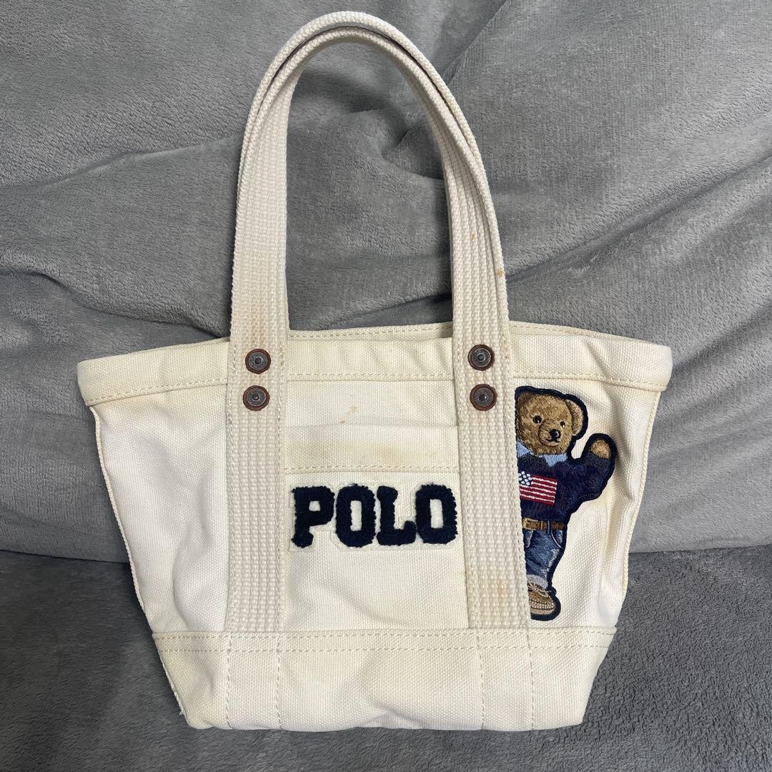 【希少レア】Vintage Ralph Lauren Polo Bear Bag Polo Ralph Lauren Polo Bear Polyester Tote Bag with Pouch