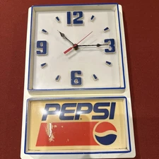 Vintage PEPSI COLA Blue Dot Advertising Hanging Wall clock, 1970s 18x15x5