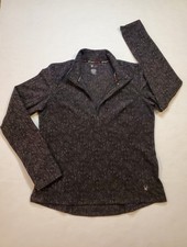 Spyder Active Womens Black Charcoal Grey 1/4-Zip Pullover Fleece Sweater Large