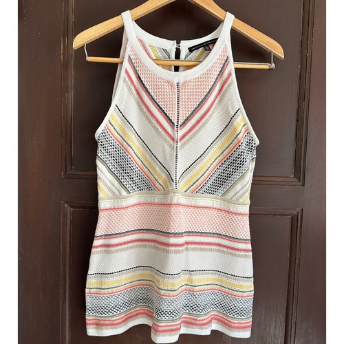 WHITE HOUSE BLACK MARKET Multi Color Mixed Patterns Halter Style Sweater | Small