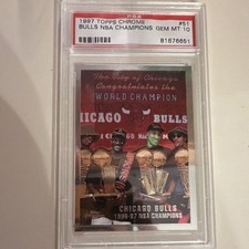 1997 Topps Chrome Chicago Bulls NBA Champions #51 Checklist PSA 10