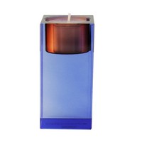 Gift-Company Teelichthalter Sari Kristallglas Blau/Orange H Ca. 10 Cm