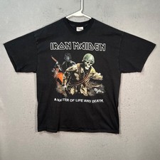 Vintage Iron Maiden A Matter Of Life And Death Graphic T-Shirt Black Mens XL