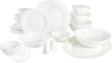 36pc Dinnerware Set Break & Chip Resistant Opal Glass Plates Bowls Cups