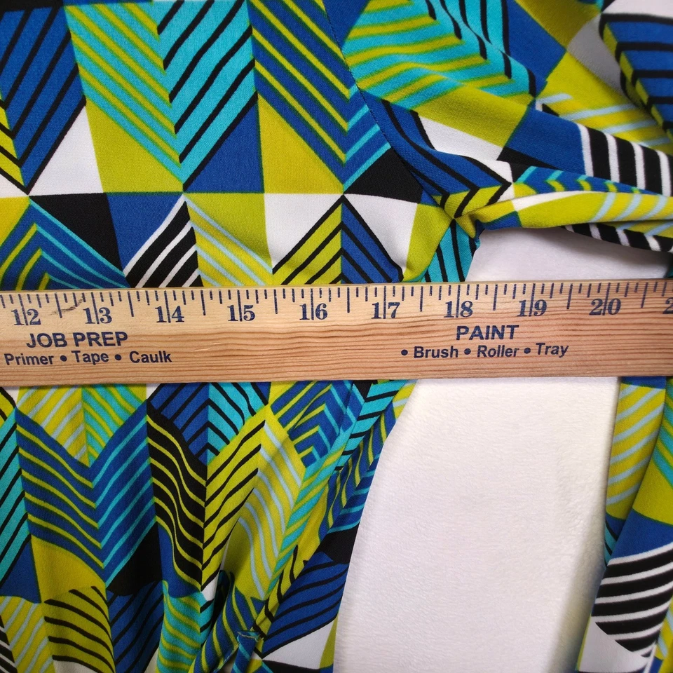 Vestido envolvente Calvin Klein para mujer 6 verde azul geométrico elegante estructurado preppy Foto 4 de 4