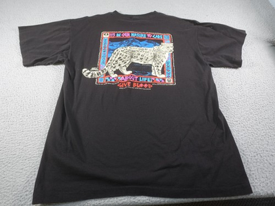 #ad Vintage Snow Leopard Shirt Mens XL Black San Diego Zoo Give Blood 90s Made USA $18.39
