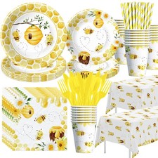 Bee Baby Shower Tableware Set - 24 pcs Bumble Bee Birthday Decorations