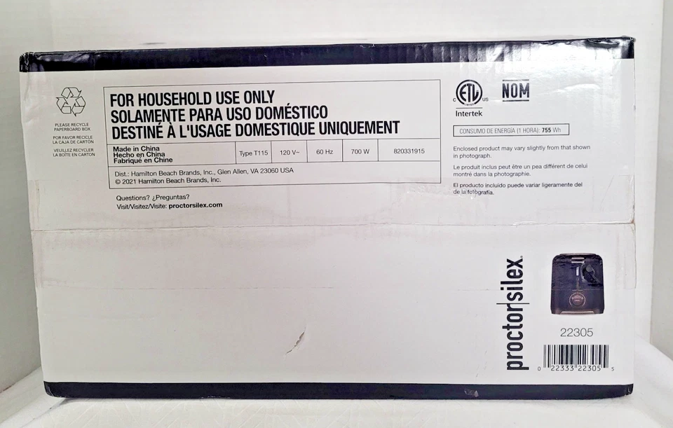 Proctor Silex 2 Slice Black Toaster 22305 - Image 4 of 4