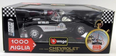 Burago Maßstab 1:18 Diecast 3224 Chevrolet Corvette 1957 1000 Miglia Modellauto