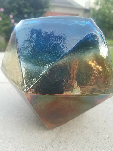 Debi Lilly "Gem" Vase, beautiful multi coloured glass in a geometric form. 6x6" - 第 3/4 張圖片