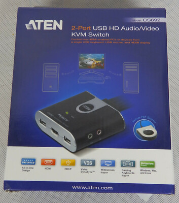 ATEN CS692 2-Port USB HD Audio / Video KVM Switch gebraucht