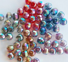 VINTAGE CZECH FACETED GLASS BEADS AURORA BOREALIS AB 6mm Assorted Colors