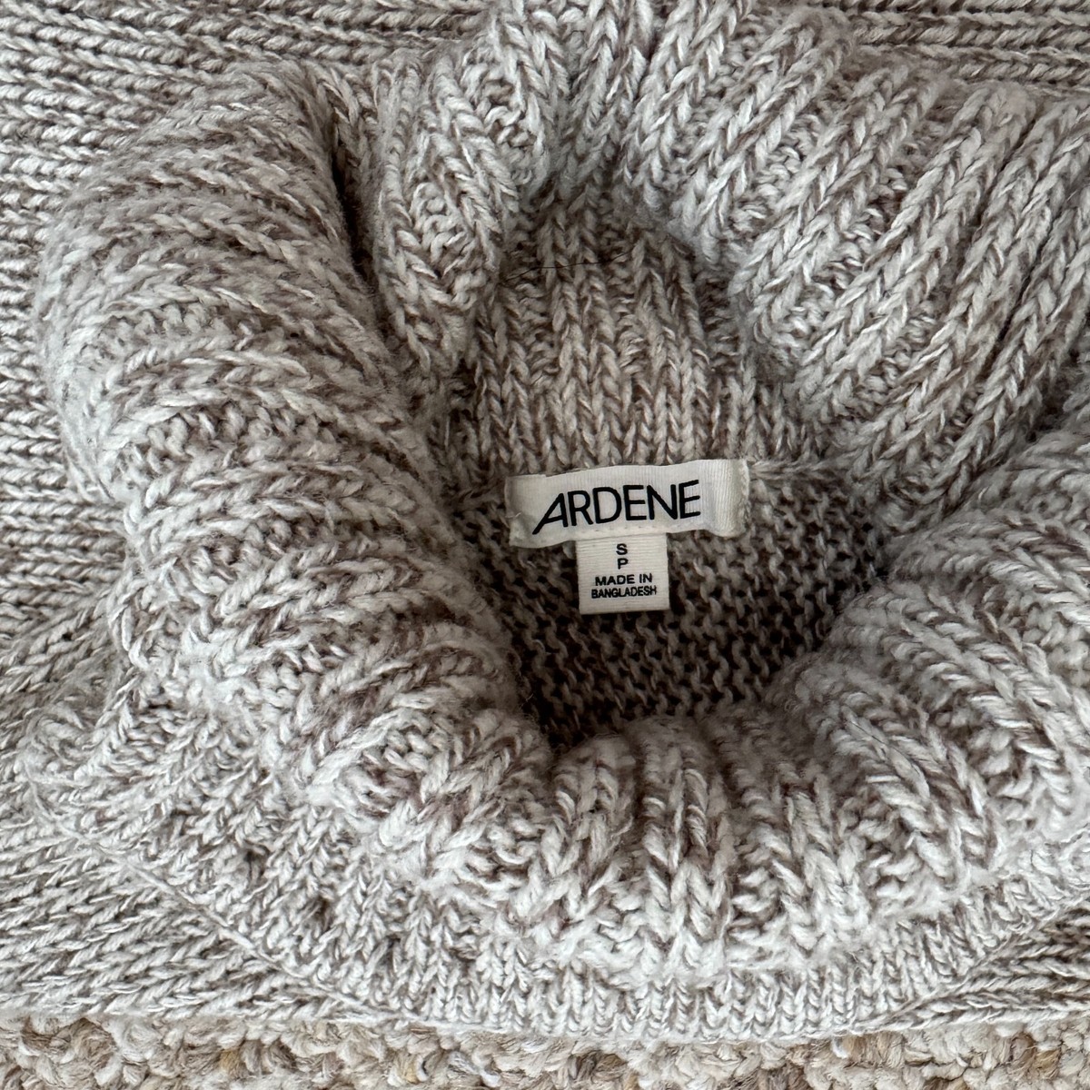 Ardene Sweater Women Small Sand Turtleneck Poncho Fringe Long