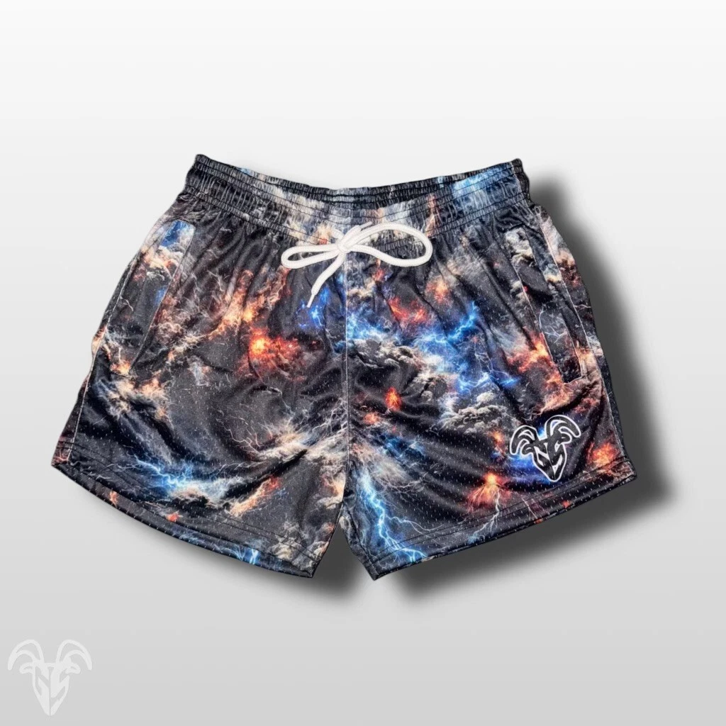 Goat Strength Galaxy Storm Cloud Shorts - 5 Inch Inseam, Breathable Elastic Work