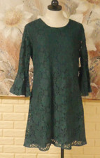 NWT LULU'S GREEN LACE DRESS XL WITH 3/4 BELL SLEEVES. FOREST GREEN FLOUNCE DRESS