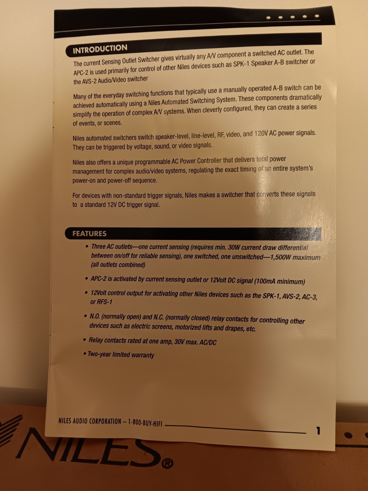 Niles Audio APC-2 Current-Sensing Outlet Switcher (Tested)