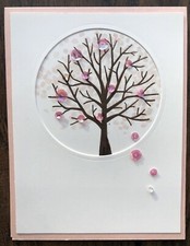 Handmade Card, Tree, Cherry Blossoms, Pink