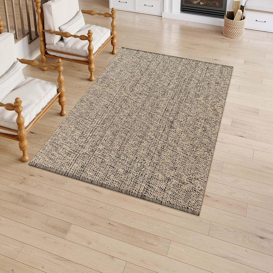 Washable Kitchen Rugs 3X5, Natural Bedroom Rug, Cotton Woven Entryway