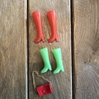 VTG 60/70s  Barbie Boots Accessories Lot Red Green Boots Red Velvet Chain Purse