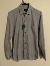David Donahue Houndstooth Navy L/S Button Up Dress Shirt - Men's Small S - New