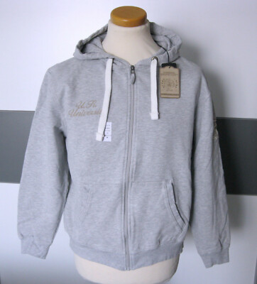 Kitaro Cambridge University Sweatjacke Kapuzenjacke Hoody Herren Langarm Grau 