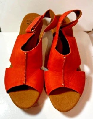 Sandales à Plateforme Clarks Soft Cush Collection Pour Femmes Daim Corail Rouge - Photo 1/4