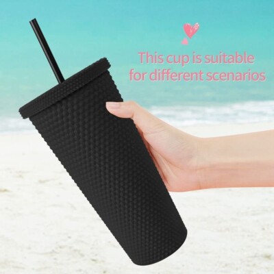Starbucks Black Matte Diamond Studded Tumbler Cold Drink Cup 24oz Gift Real  shot | eBay
