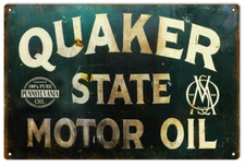 Vintage Style Metal Sign Quaker State Motor Oil 12x18.