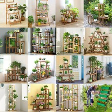 Wooden Garden Flower Rack Plant Stand Shelves Corner Storage Lobby Scenery Decor