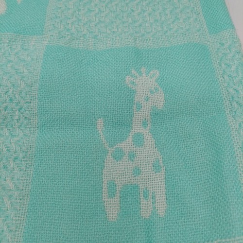Dundee Elefant Giraffe Babydecke grün weiß Waffelmuster 34"x45" Vintage - Bild 3 von 11