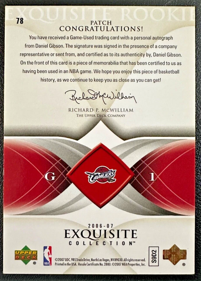 Parche autógrafo de novato Daniel Gibson 2006-07 UD exquisita colección 083/225 Foto 2 de 2