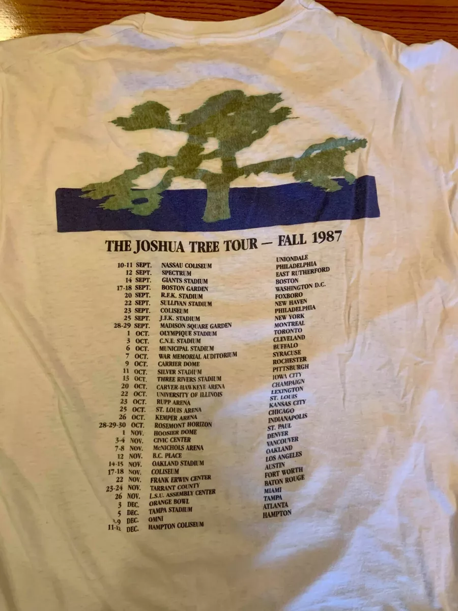 U2 Joshua Tree Fall Tour 1987 Vtg Band Tour Concert T Shirt Single