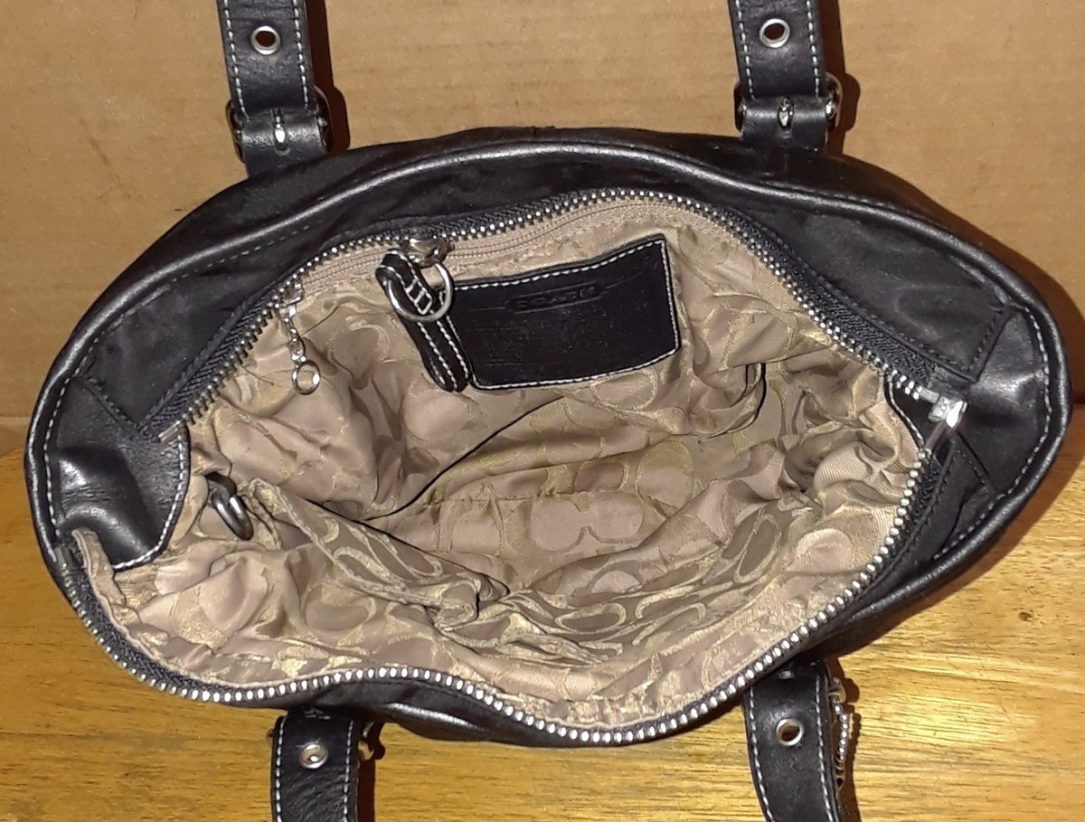 COACH ハンドバッグ　ブラック　本革 Coach Black Microfiber Leather Trim Handbag 4487 | eBay