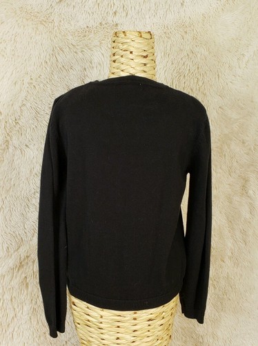 Hartstrings Sweater Girls Size 7 Button Down Cardigan Black Embroidered Cotton A - Picture 3 of 6