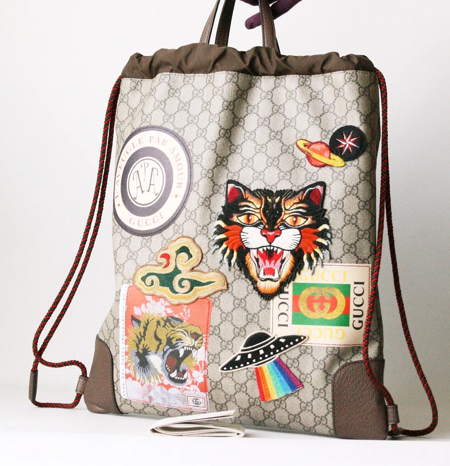 GUCCI GG Supreme Angry Cat y varios parches edición limitada práctico bolso de transporte Foto 2 de 4