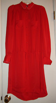 Zadig Voltaire Reiko Deluxe Red Knee Length Dress Size M