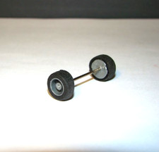 TYCO Silver FRONT WHEELS  TIRES with axle. Tyco 440-x2, HP-7, and others