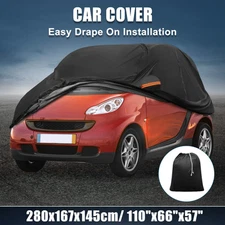 Waterproof 210D-PU Oxford Car Cover for Smart Fortwo 2007-2019 with Zipper Black