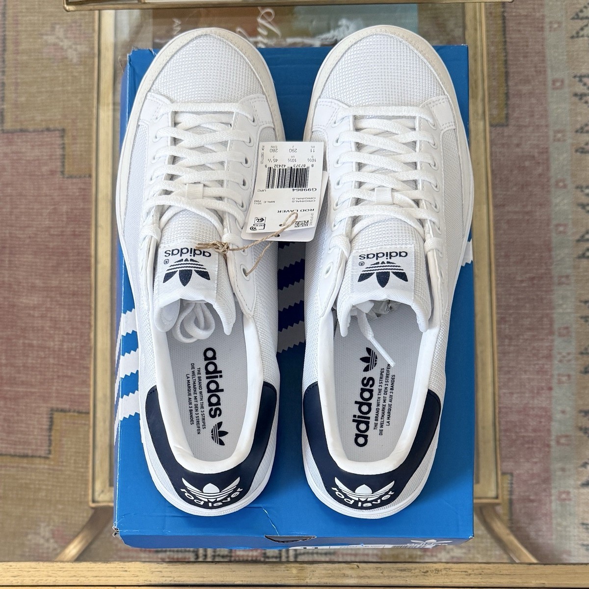 Size 11 - adidas Rod Laver White Navy for sale online | eBay